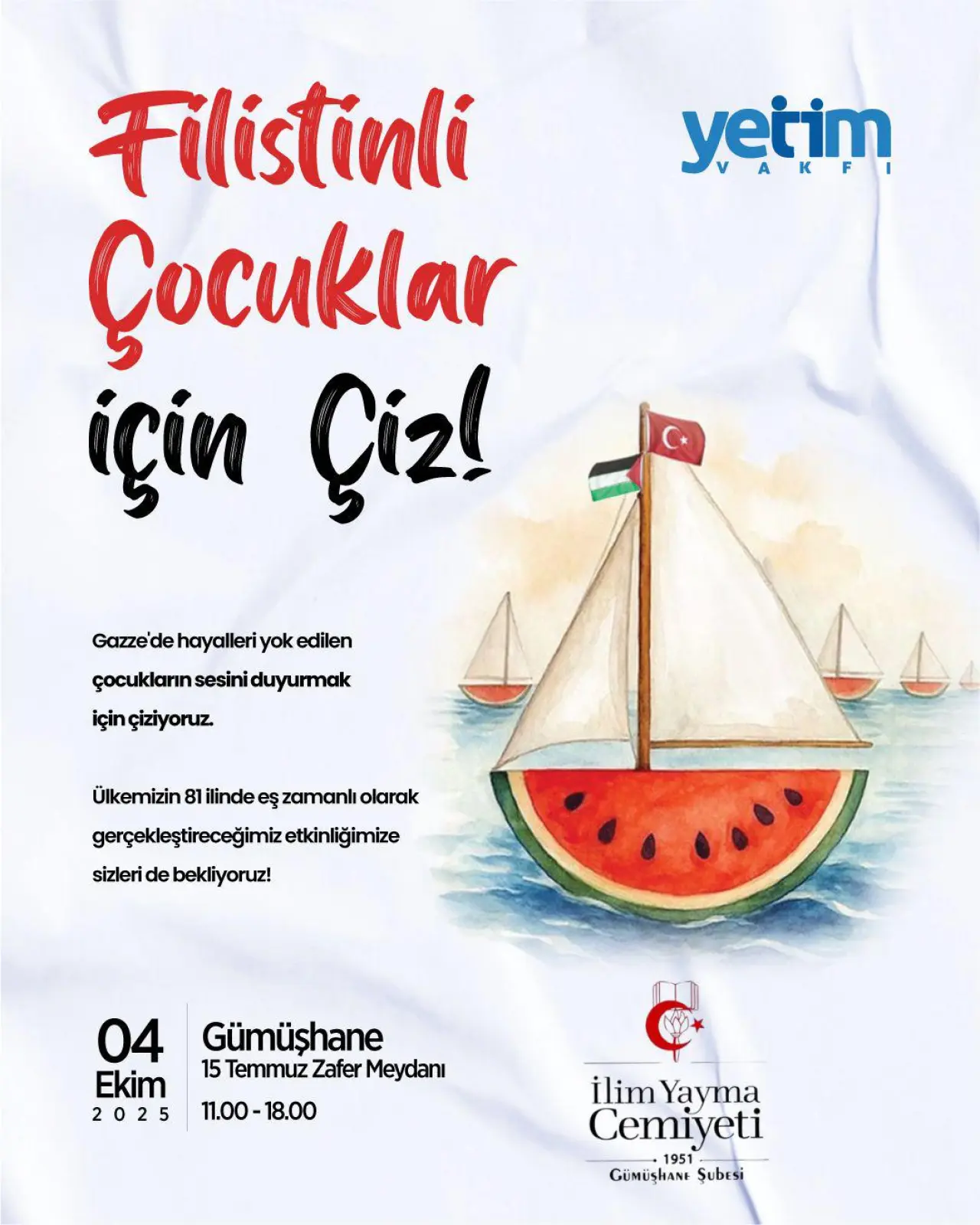 Filistinli Çocuklar İçin Gümüşhane’de Resim Etkinliği yapılacak