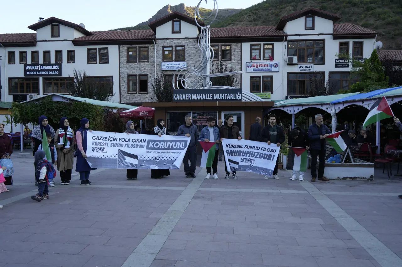 Gümüşhane’de Sumud Filosu’na destek basın açıklaması