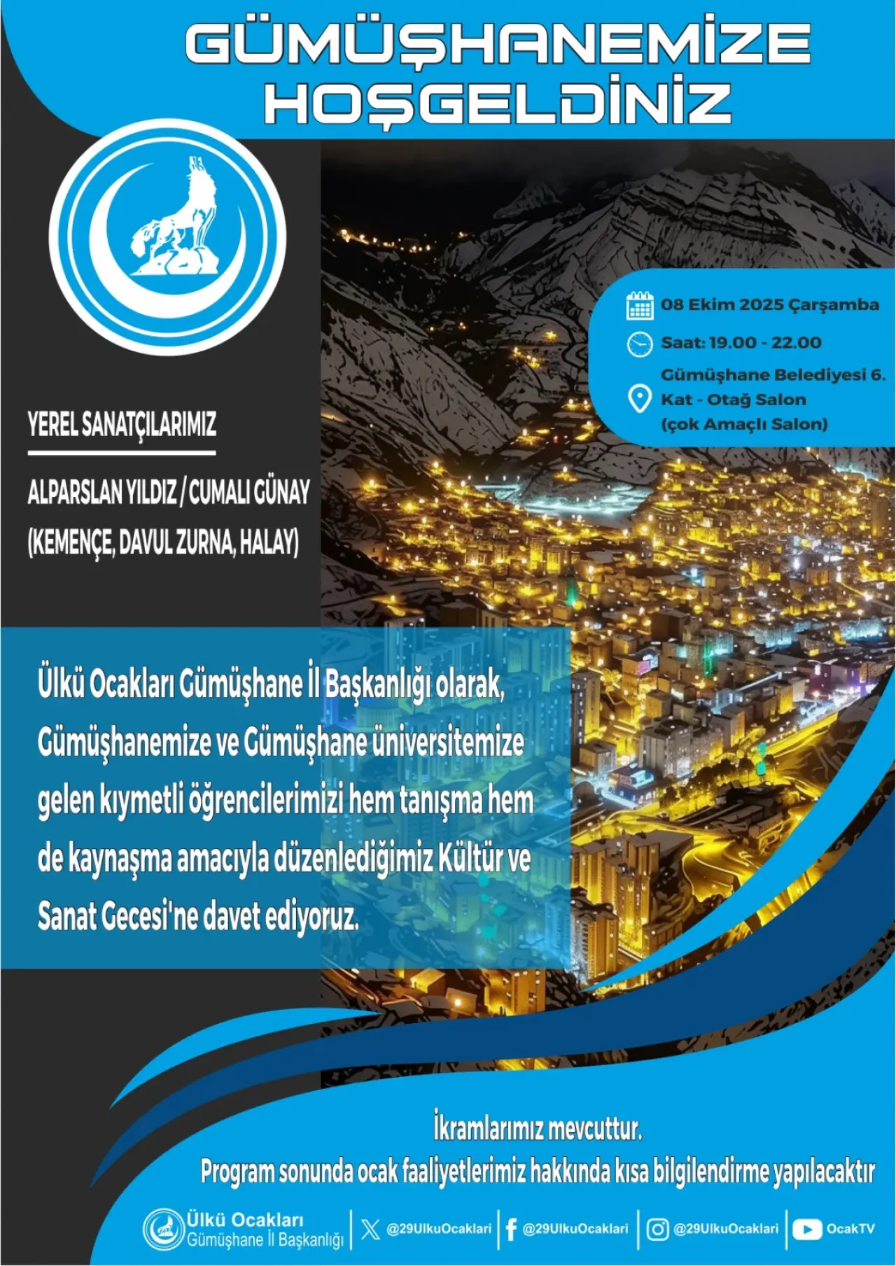 Ülkü Ocakları öğrencilere özel kültür ve sanat gecesi düzenleyecek