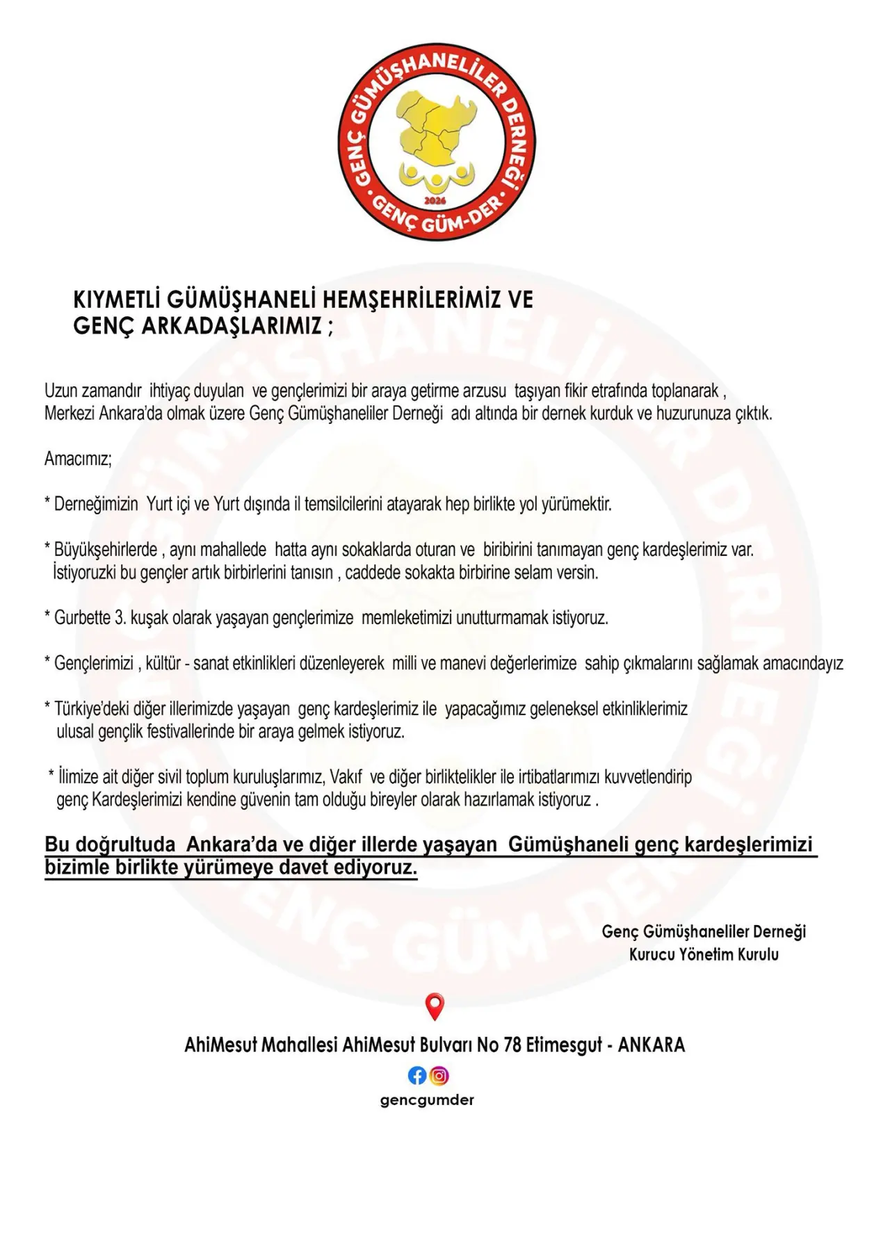 Gümüşhaneli Gençler Tek Çatı Altında Toplanıyor: Büyük Oluşum Ankara’da Başladı!