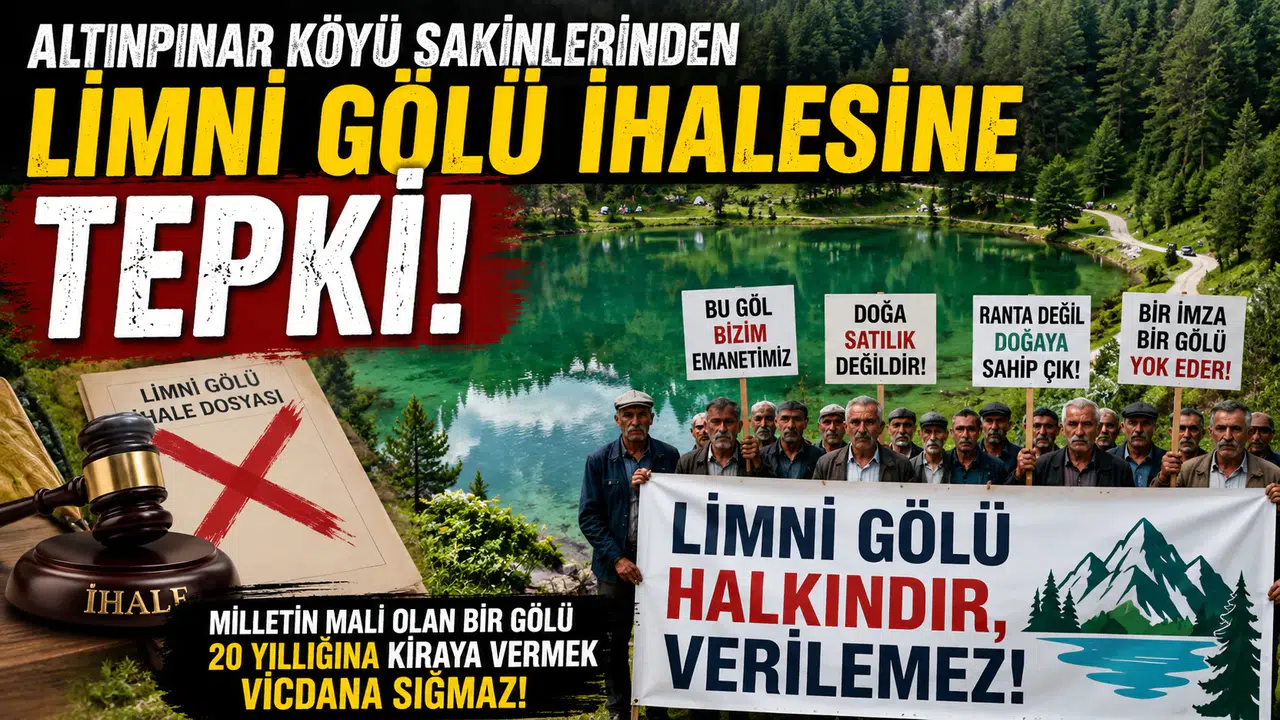 Altınpınar köyü sakinlerinden Limni Gölü ihalesine tepki