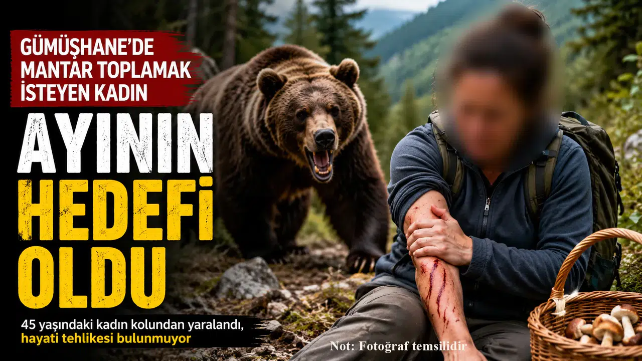Gümüşhane’de mantar toplamak isteyen kadın ayının hedefi oldu