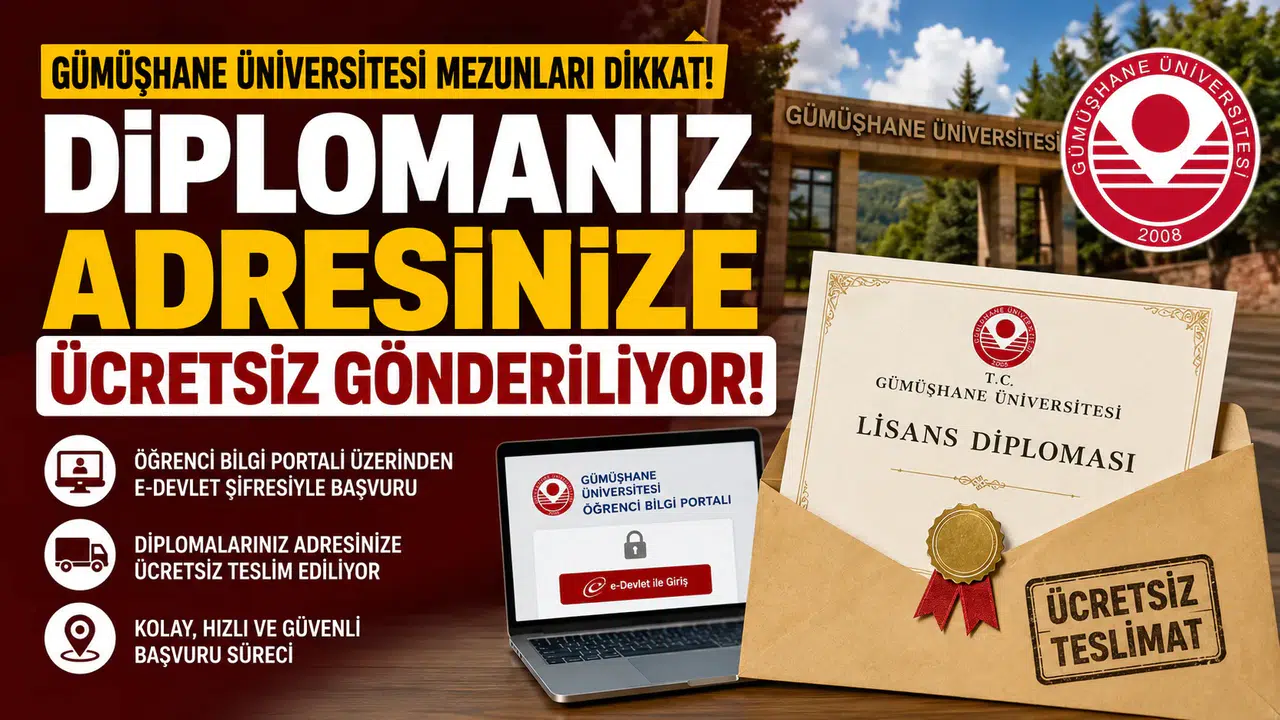 Gümüşhane Üniversitesi Mezunları Dikkat: Diplomanız Adresinize Ücretsiz Gönderiliyor!