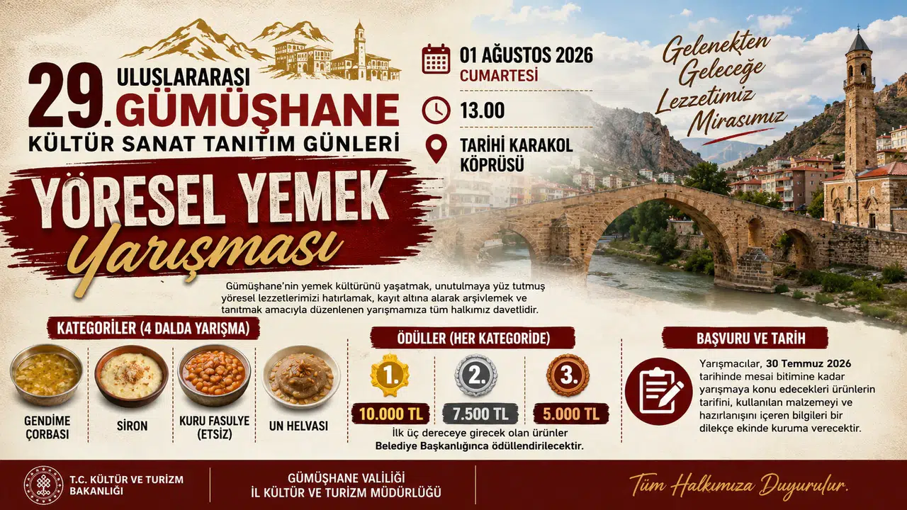 Gümüşhane’nin Unutulmaya Yüz Tutan Lezzetleri Tarihi Köprüde Yarışacak: Kazananlara Büyük Ödül