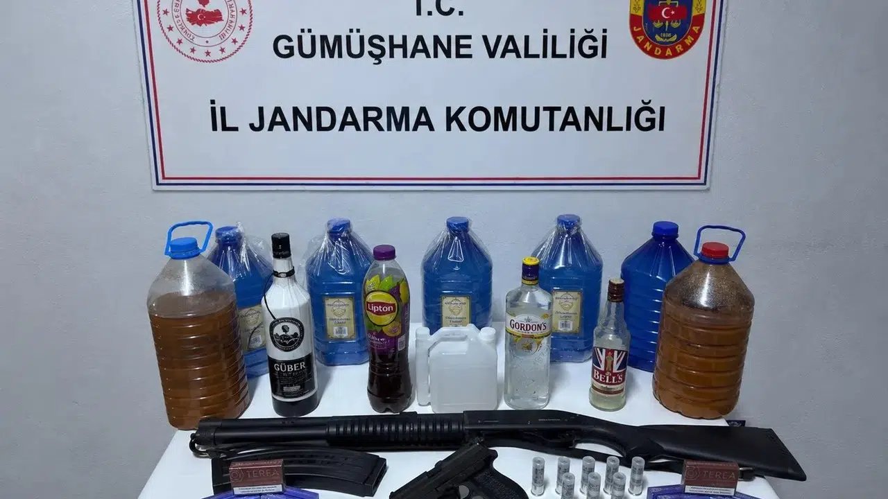Şiran’da Jandarmadan Kaçak Alkol ve Silah Operasyonu